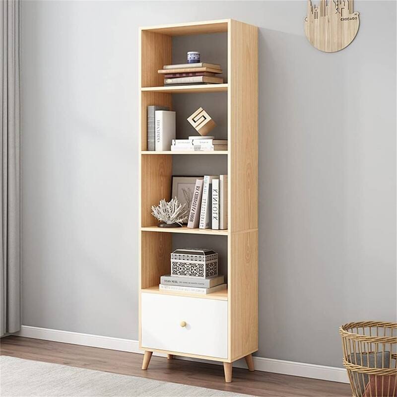 5-Tier Open Shelves Bookcase - 11.81"D x 19.69"W x 70.87"H - Oak - 11.81"D x 19.69"W x 70.87"H