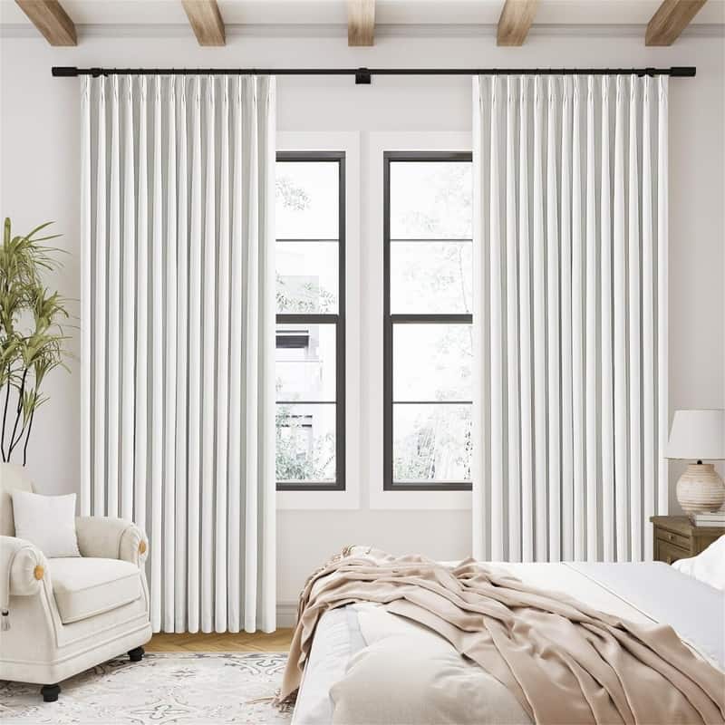 Ivory Pinch Pleat 102" Dual Layer