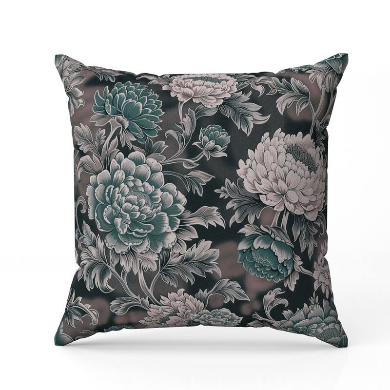 Meadow Bloom Indoor/Outdoor Reversible Throw Pillow Green and Pink