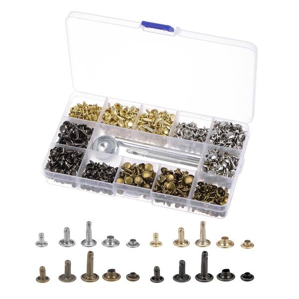 420 Set Leather Rivets Kit 4 Colors 3 Sizes with 3PCS Setting Tools for ...