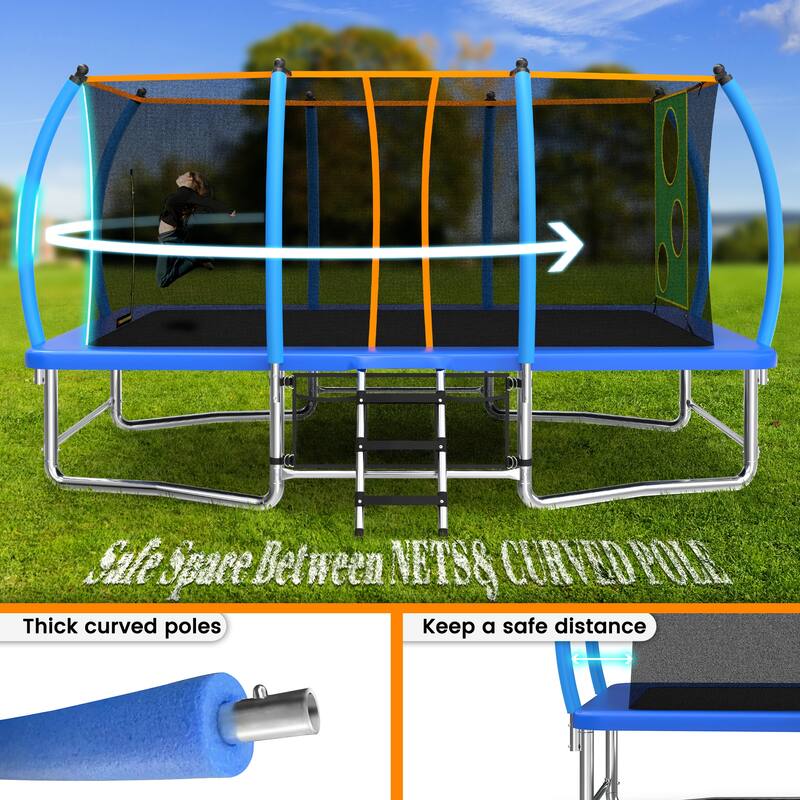 8 X 14FT Outdoor Square Trampolines for Kids Adults Long Rectangular Tumbling Trampoline