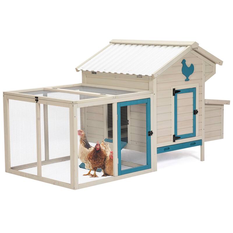 Weatherproof outdoor chicken coop with waterproof PVC roof