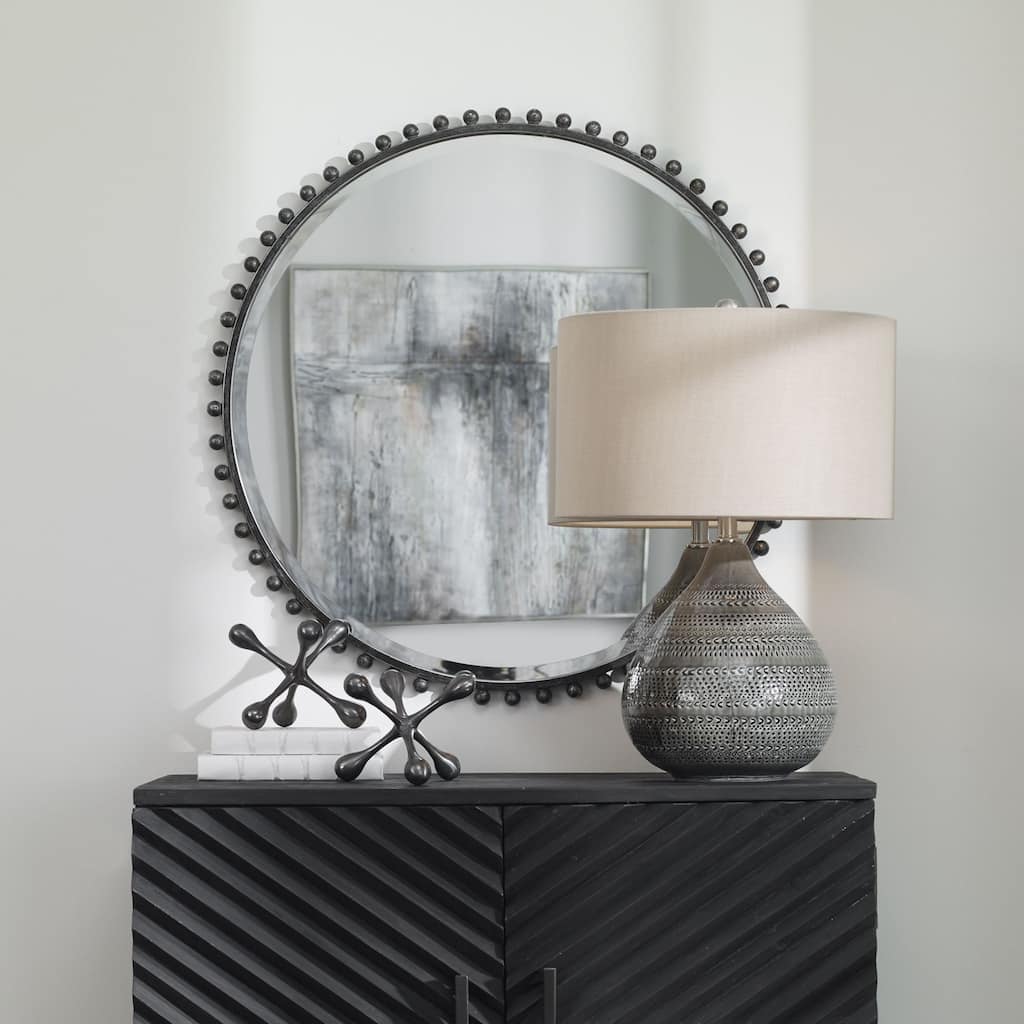 Uttermost Taza 32" Circular Beveled Framed Accent Mirror
