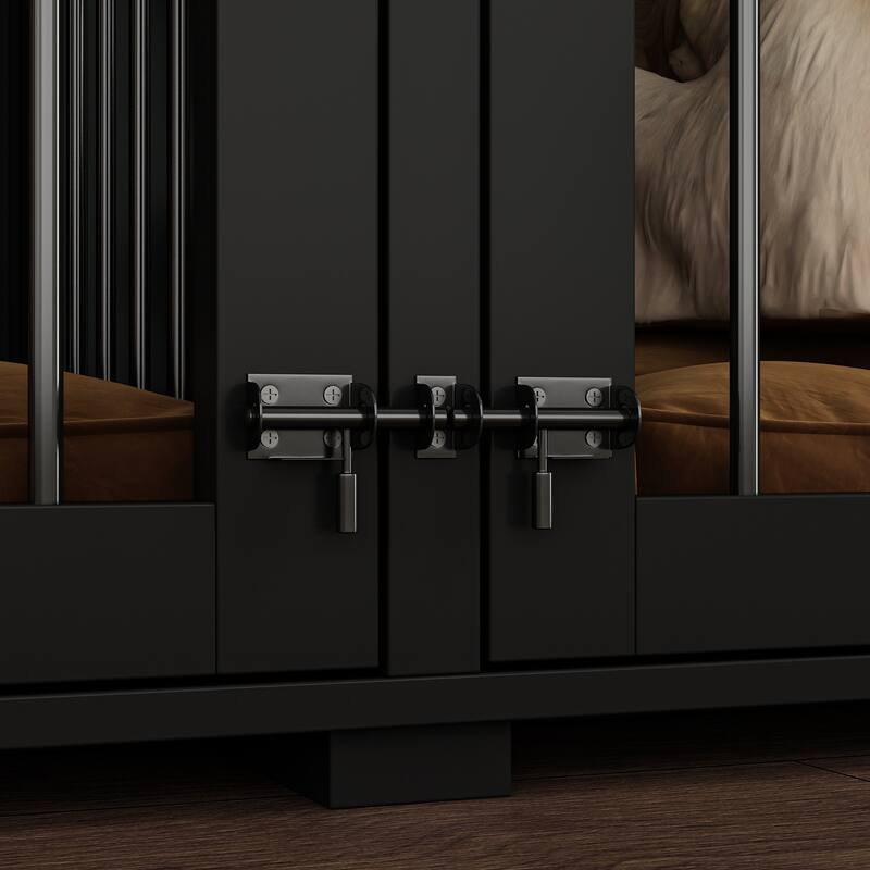 Double Dog Crate with Divider 86.6 Inch Lockable Dog Kennel