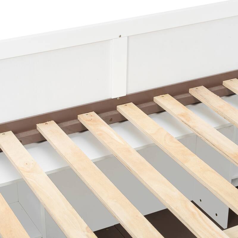 Full Over Full Bunk Bed with Twin Trundle, Staircase, Kids Loft Bed with Storage, LED Lighting, Space-Saving Wood Bed Frame