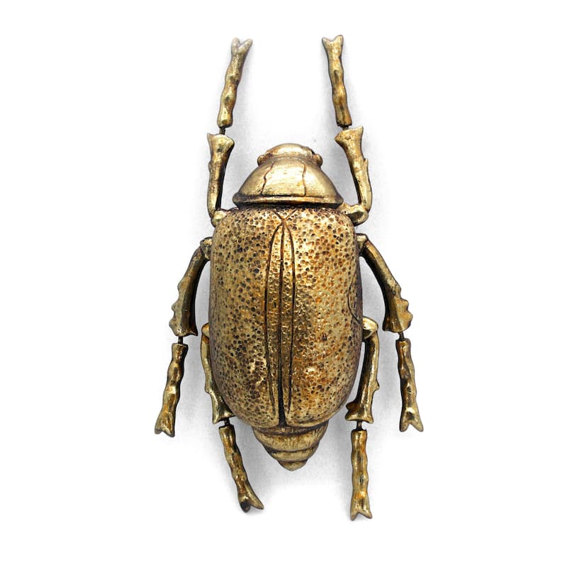 10 Inch Gold Resin Beetle Sculpture Wall Art Home Decor Hanging Statue