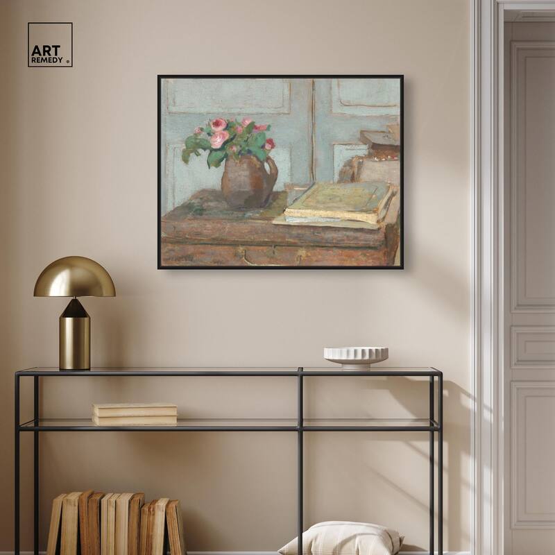 Box and Moss Roses Canvas by Art Remedy