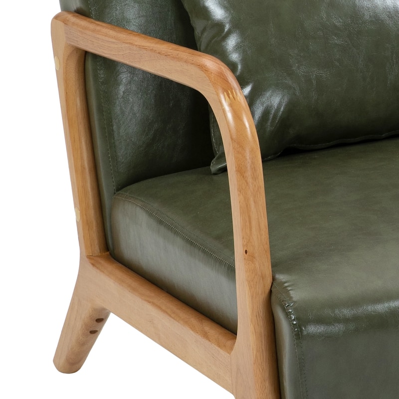Mid Century Modern Upholstered Wood Frame Accent Chair