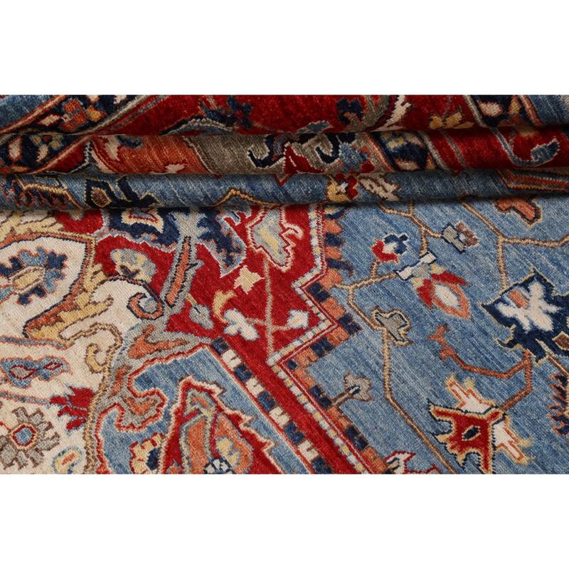 Vegetable Dye Heriz Serapi Oriental Area Rug Hand-knotted Wool Carpet - 8'4" x 11'0"