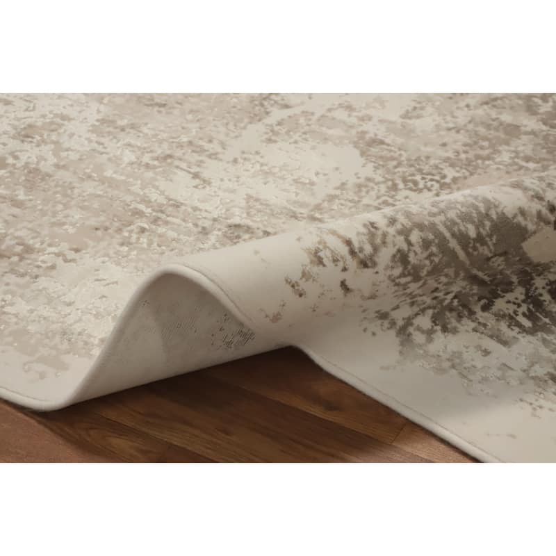 Machine Made Oriental Polyester Carpet Modern Abstract Beige & Ivories Abstract Area Rug - 7' 9'' X 5' 2''