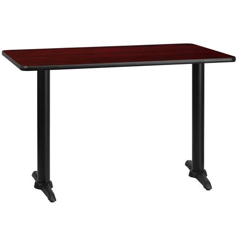 30'' x 48'' Rectangular Laminate Table Top with 5'' x 22'' Table Height Bases - 30"W x 48"D x 31.125"H