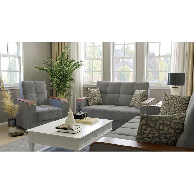 Collection Upholstered Convertible Loveseat With Storage