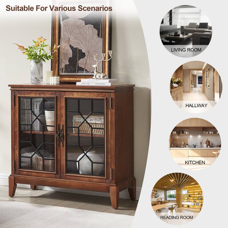 Sideboard & Buffets Cabinet, Accent Display Storage Distressed Console Cabinet for Entryway Living Room Bedroom Kitchen