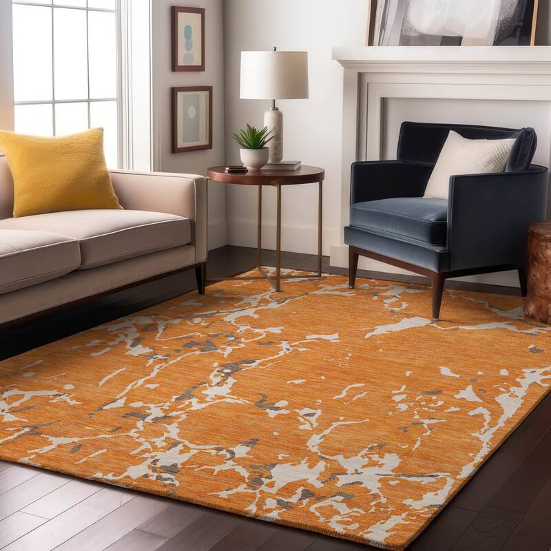 Premium Washable Super Soft Abstract Abrash Mayfield Rug - Orange - 9' x 12'