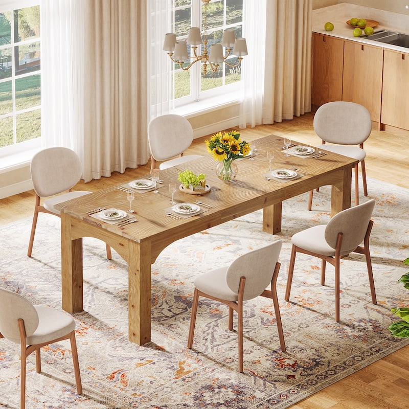 Solid Wood Dining Table, 78.7" Long Rectangular Kitchen Table for 6-8 People - 27.56" D x 78.74" W x 29.53" H