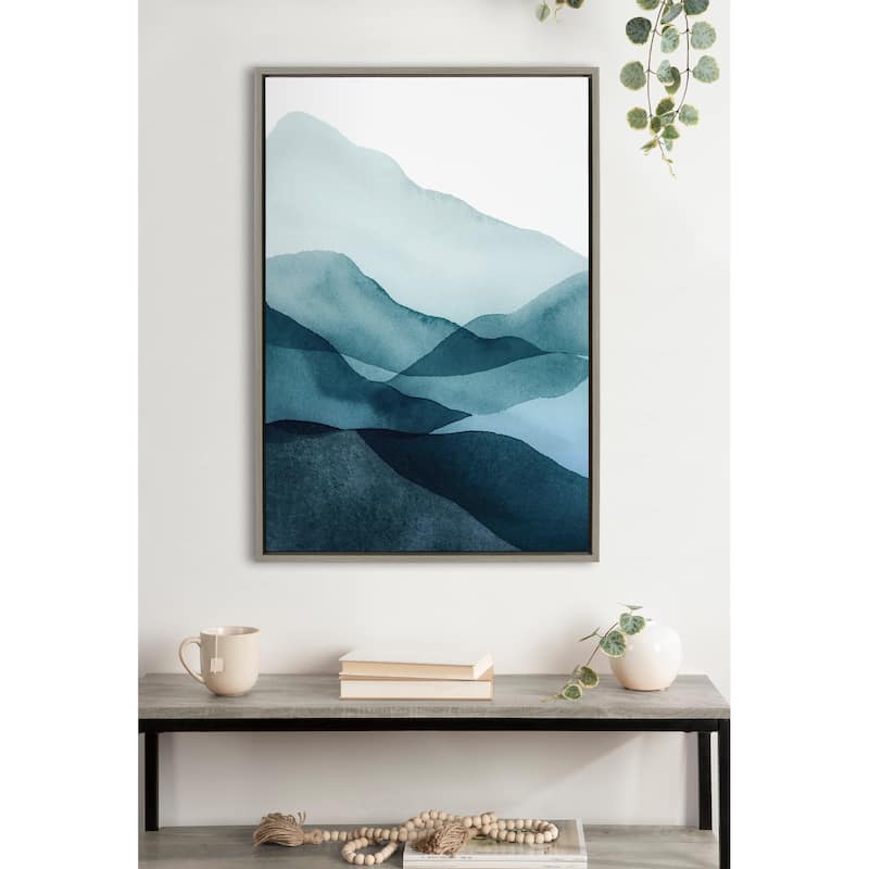 Kate and Laurel Sylvie Mountain Range Framed Canvas by Amy Lighthall