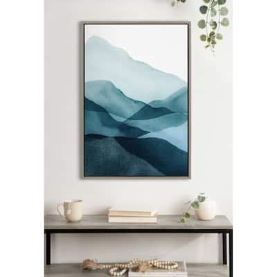Kate and Laurel Sylvie Mountain Range Framed Canvas by Amy Lighthall