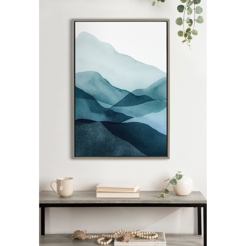 Kate and Laurel Sylvie Mountain Range Framed Canvas by Amy Lighthall