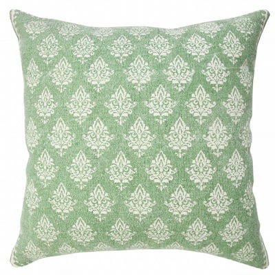 HomeRoots 20" Green And White Geometric Cotton Throw Pillow