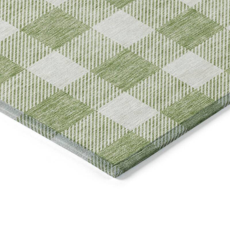 HomeRoots Plaid Transitional Rectangle Outdoor Rug