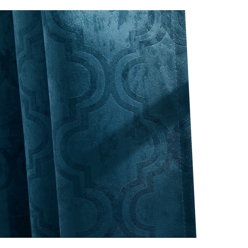 HLC.me Redmont Lattice Thermal Room Darkening Light Blocking Privacy Blackout Grommet Curtain Panels - Set of 2