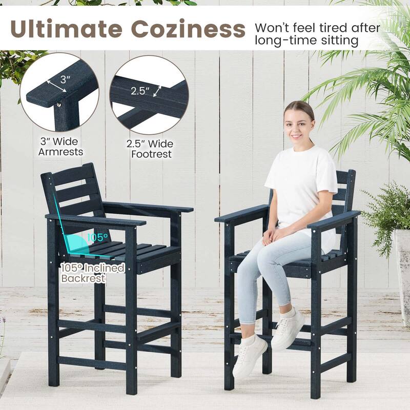 Costway 3-Piece Patio HDPE Bar Set Armchairs with Square High-Top - See Details