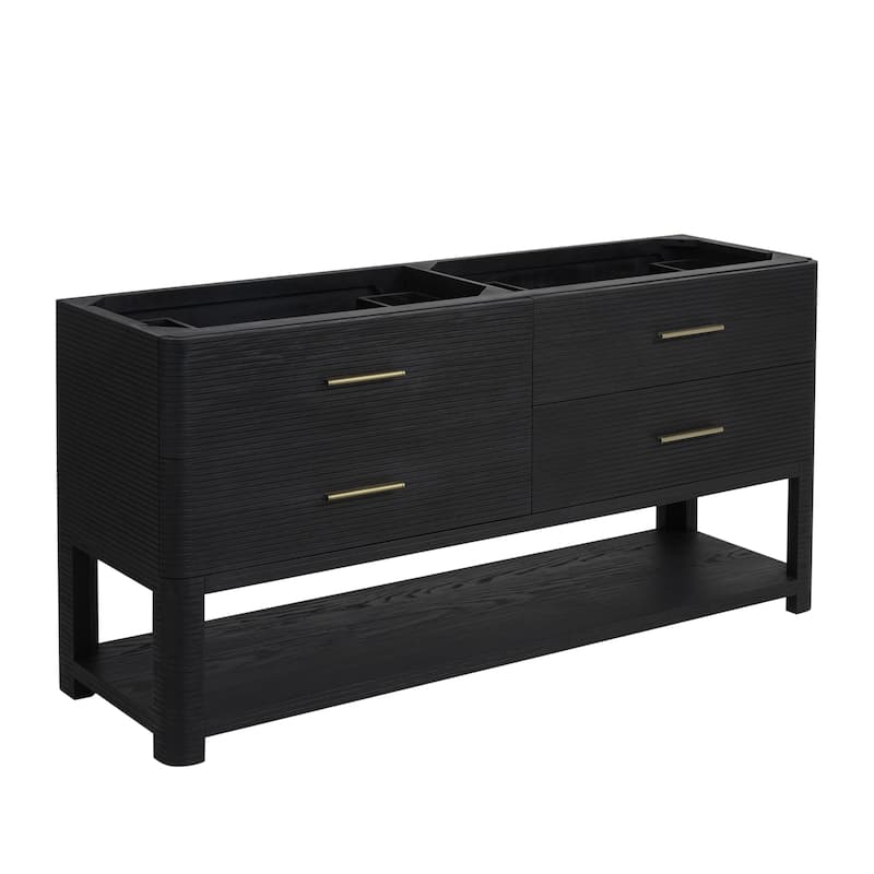 James Martin Vanities Lucian 72" Double Vanity, Carbon Oak - Base Only - No Top