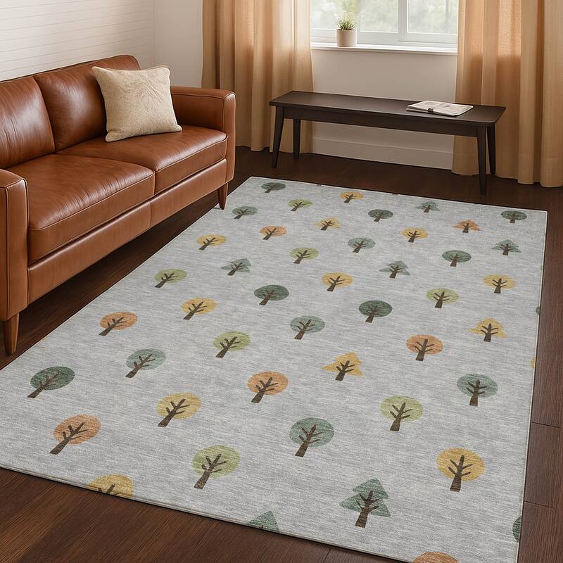 Machine Washable Indoor/ Outdoor Modern Mulvane Chantille Rug