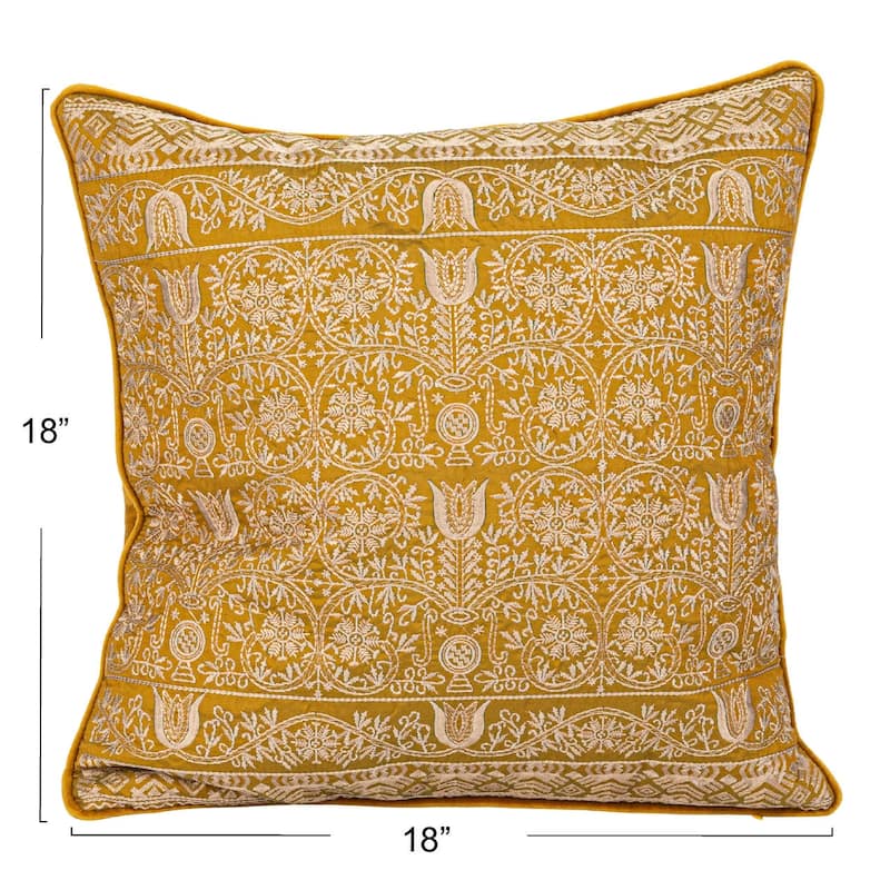 Cotton Velvet Pattern and Piping Pillow - 18.0"L x 0.5"W x 18.0"H