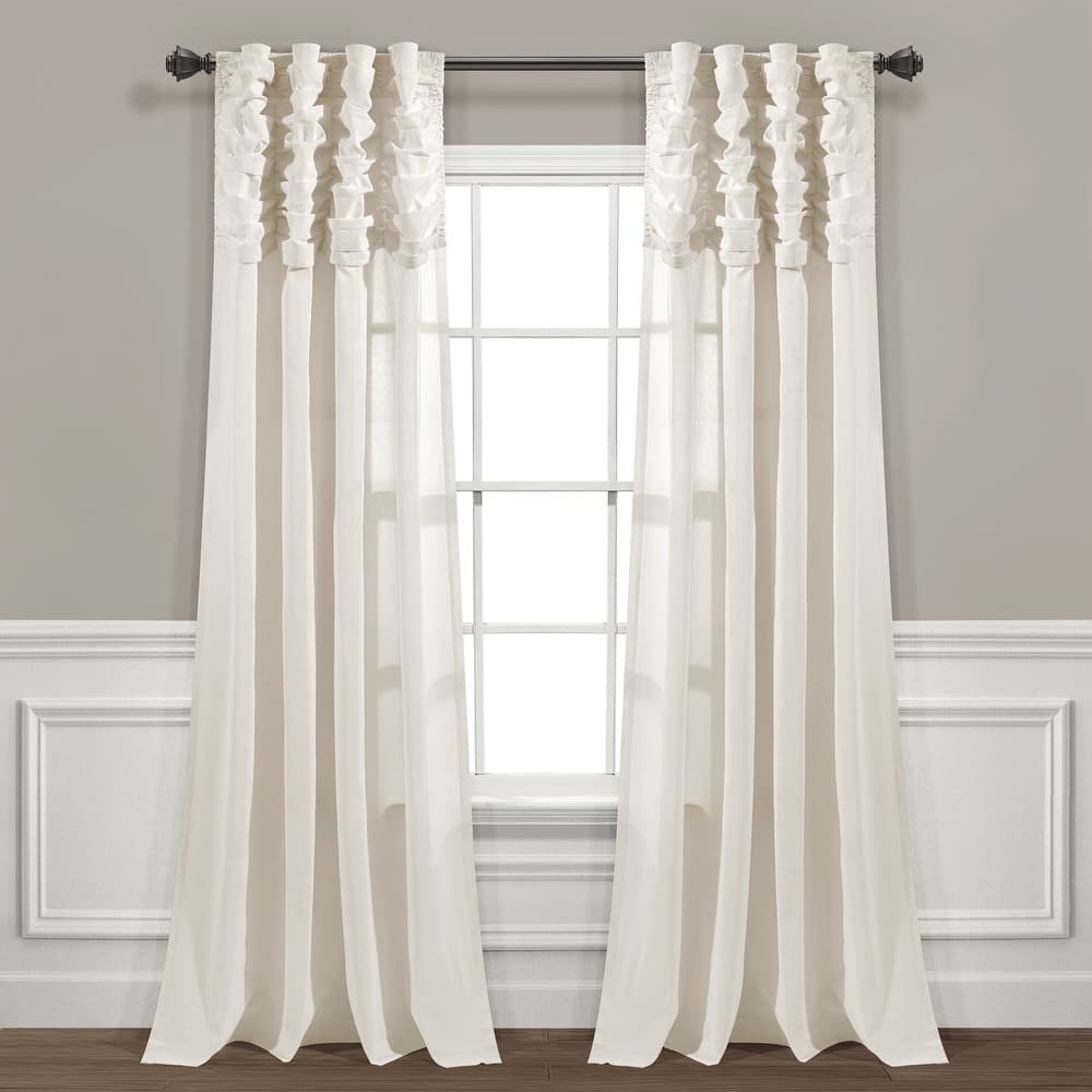 Lush Decor Ruched Waterfall Linen Window Curtain Single Panel - 84" x 52"