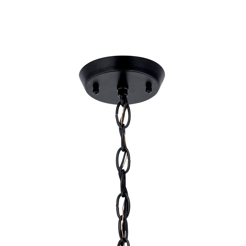 Kichler Lighting Kennewick 5-Light Chandelier Black with Satin Etched Glass Shades