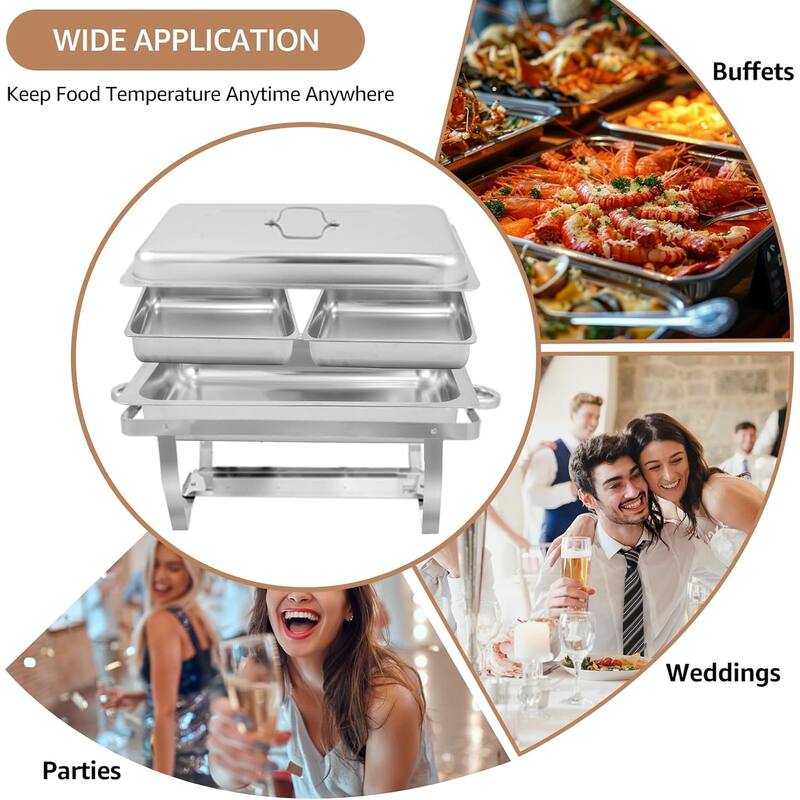 4 Pack Chafing Dish Buffet Set, 8QT Stainless Steel 1/2 Size Pan Chafing Dish, Chafers and Buffet Warmer Sets for Wedding