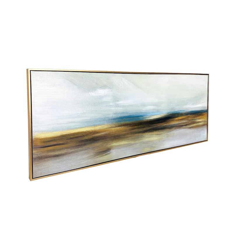 "The Horizon" Hand Painted Floating Framed Canvas Wall Art Print, 19x45 Inches