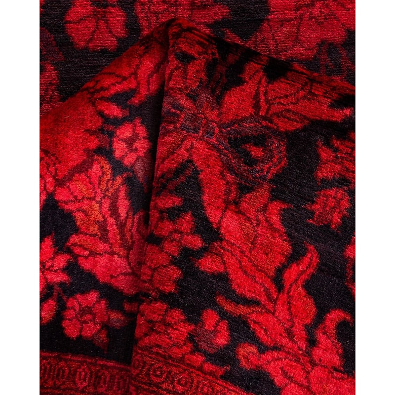 Overton Hand Knotted Wool Vintage Inspired Modern Contemporary Overdyed Red Runner Rug - 2' 6" x 12' 0"