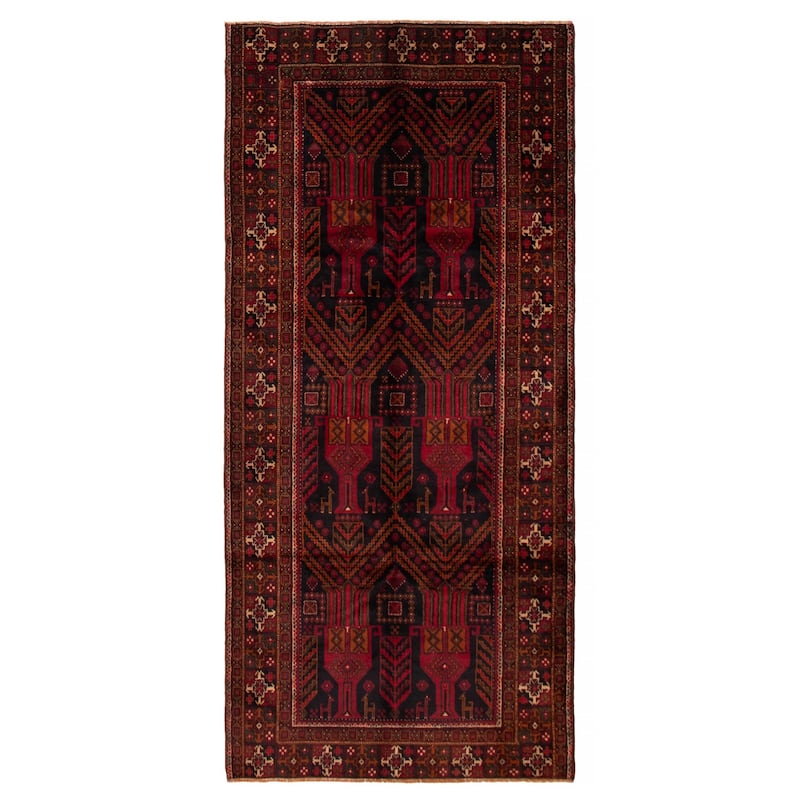 ECARPETGALLERY Hand-knotted Teimani Black, Red Wool Rug - 4'6 x 9'7 - Black/ Red - 4'6 x 9'7