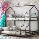 preview thumbnail 1 of 10, Contemporary Design Twin over Full Metal House Bunk Bed, Safety and Convenience, Stability and Durability, Space-saving, Black Black