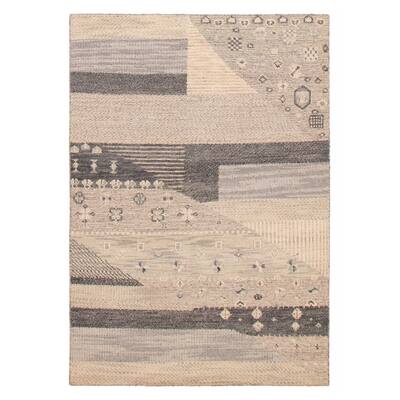 ECARPETGALLERY Hand-knotted Tangier Grey Wool Rug - 5'3 x 7'8