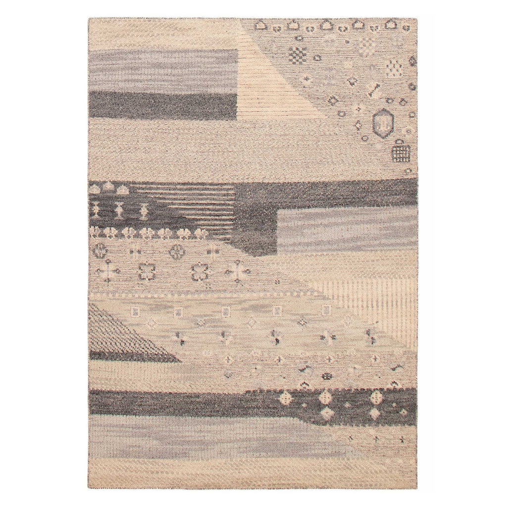 ECARPETGALLERY Hand-knotted Tangier Grey Wool Rug - 5'3 x 7'8