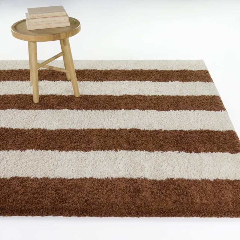 Harlowe Bold Modern Stripe Area Rug - Pink/Brown - 7'10" x 10'