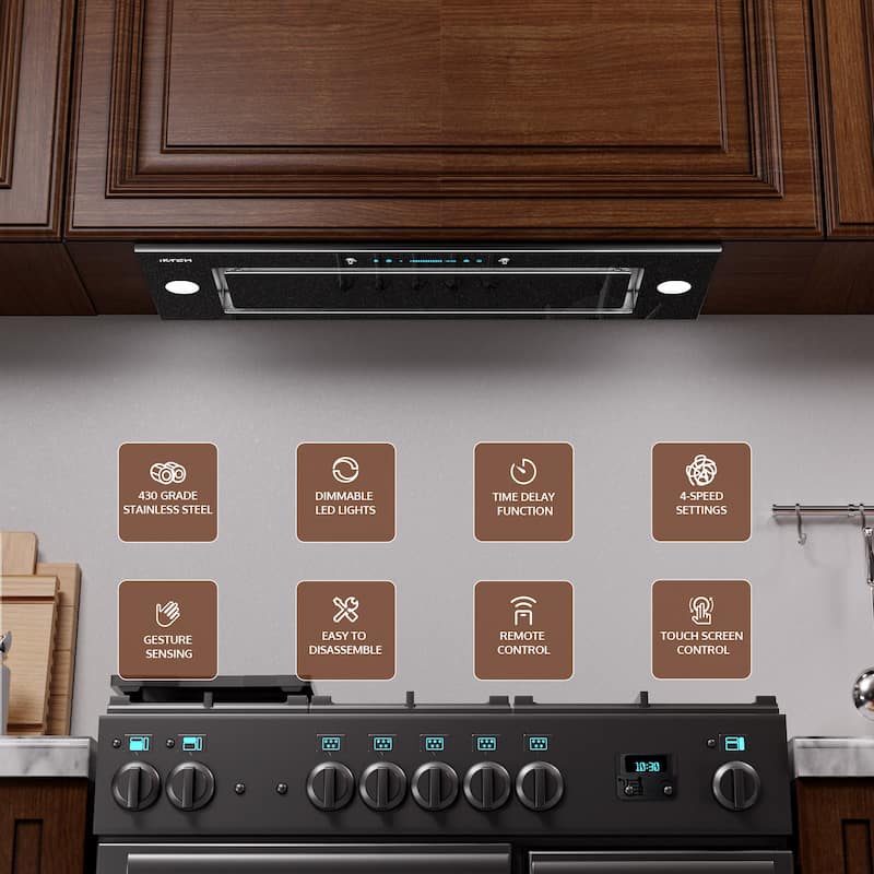 IKTCH 30/36 Inch 900 CFM Ducted Insert Range Hood In Stainless Steel