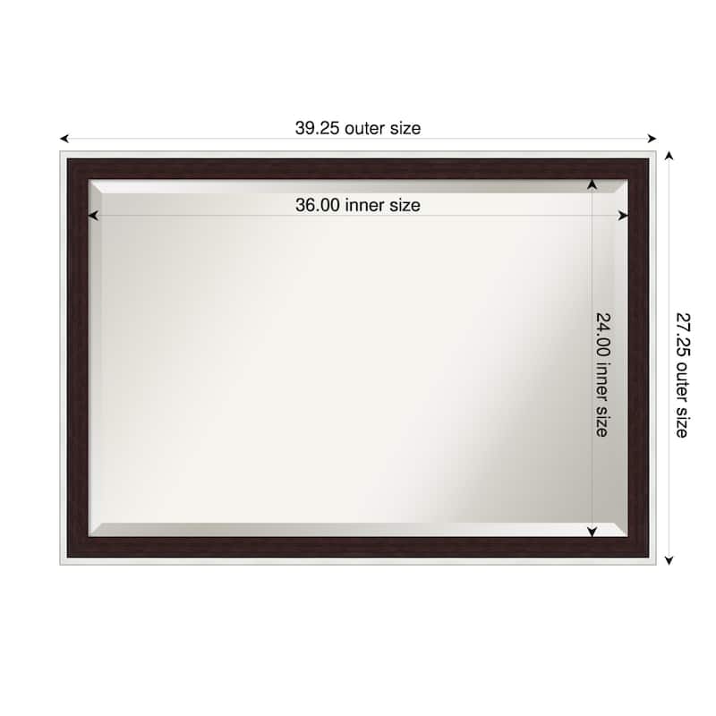 Maya Beveled Framed Wall Mirror - 39 x 27 in - Maya Espresso Silver