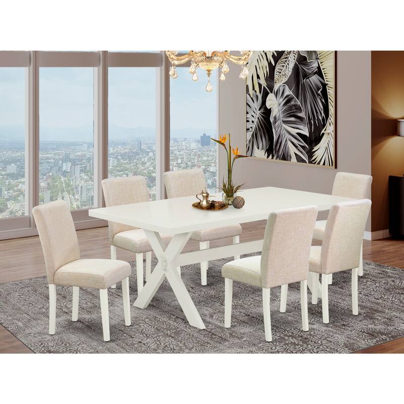 Elegant 7-Piece Dining Set - Rectangular Table & 6 Parsons Chairs - Hardwood Construction - 72