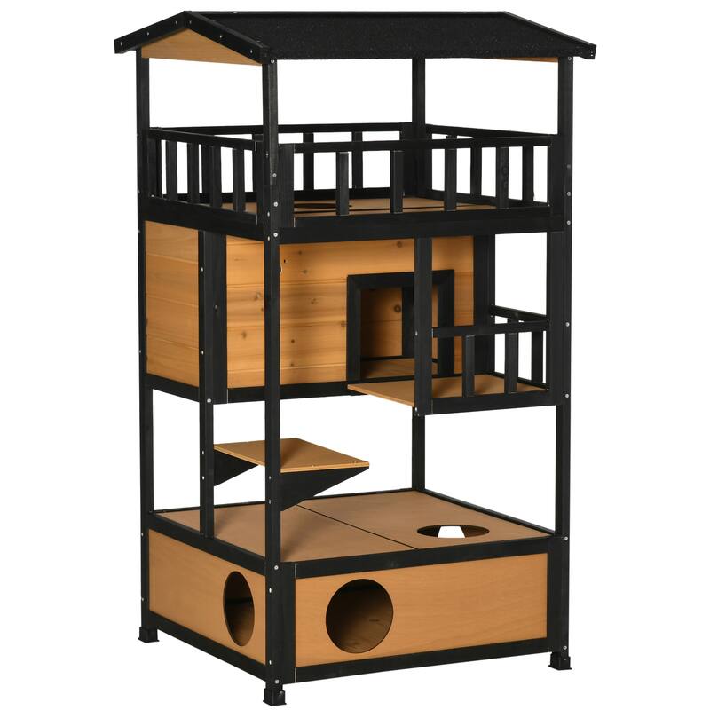 Feral Cat Shelter Kitten Tree with Asphalt Roof