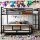 preview thumbnail 1 of 25, 2 In 1 Metal Twin over Full L-shaped Bunk Bed With Safety Guaranteed Black
