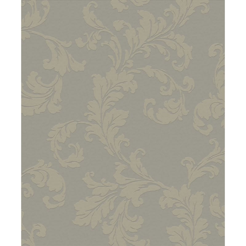 Galerie Wallcoverings Emporium 3D Embossed Floral Acanthus Trail Non-woven Glitter Wallpaper Roll - 33 feet x 21 inches - Beige