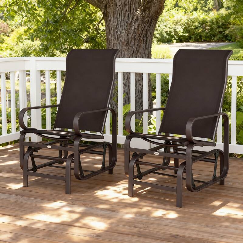 Outsunny Outdoor Glider Chair Set of 2, Gliders for Outside Patio with Smooth Rocking Mechanism
