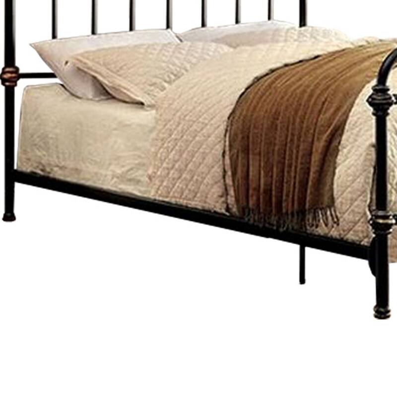 Riana Contemporary Metal Full Size Bed, Black Finish