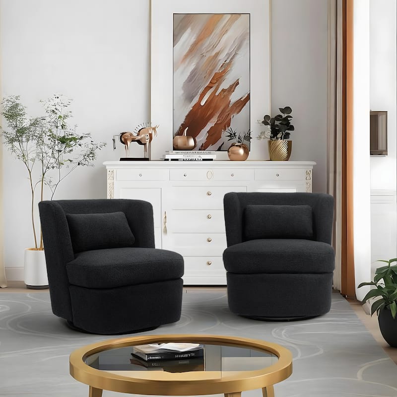 2Set 360°Swivel Barrel Chair with Cushion