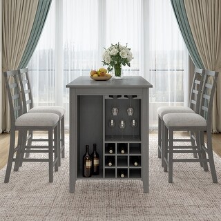 Counter Height Dining Table with 4 Cushioned Chairs - Bed Bath & Beyond ...