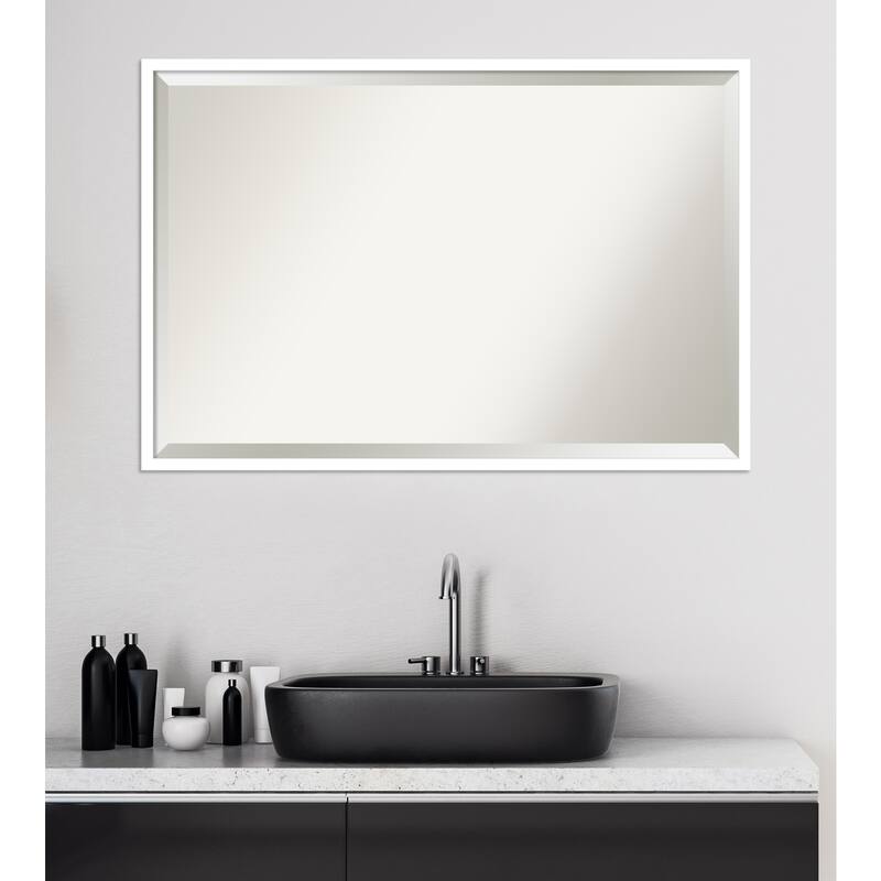 Beveled Wood Bathroom Wall Mirror - Svelte Frame